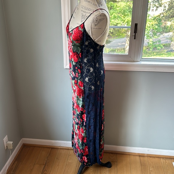 Valentino Intimo navey & red floral maxi slip dress & robe/duster EUC S/M - Picture 8 of 13